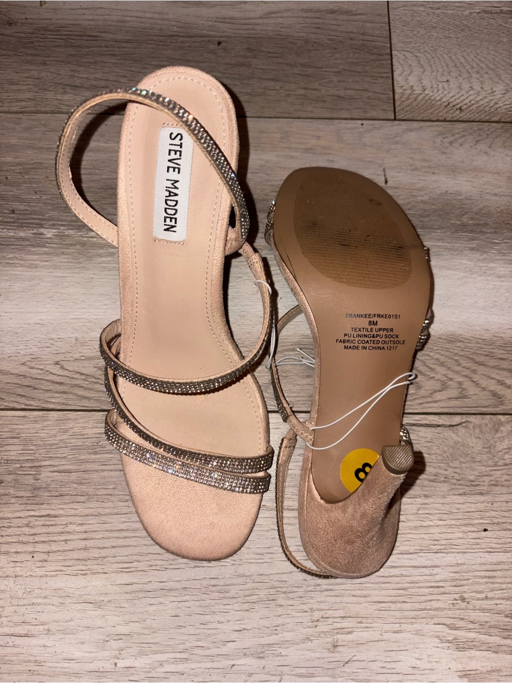 Steve Madden Nude Rhinestone Strappy Heels - Picture 2 of 3